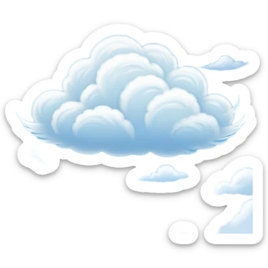 Cinematic Realistic Cirrus Emoji, High and wispy, with thin, delicate clouds stretching across the sky like brush strokes of white. The light, feathery clouds suggest clear weather and distant horizons, evoking a sense of tranquility. Soft glowing outline, capturing the essence of serene skies and airy beauty in a graceful cirrus cloud! sticker