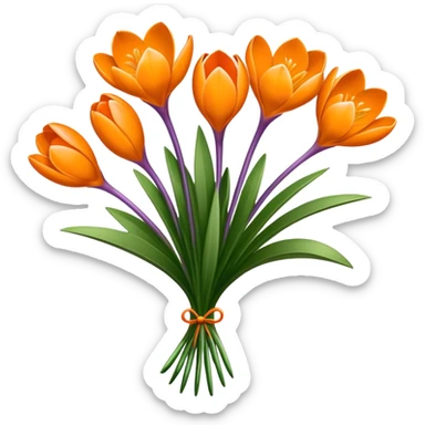 luxuriant, bouquet Crocus Orange, stem, leaf sticker