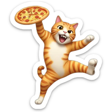 heavy cat dancing with pizza sticker