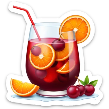 frozen sangria in a glass with fruit sticker