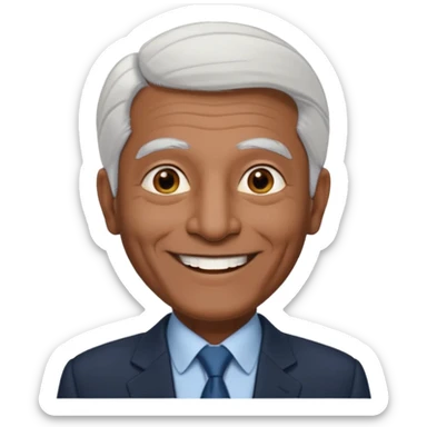 70 yr old man, thin white hair, pakistani, business suit, big smile, dark skin, no facial hair
 sticker