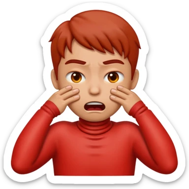 Create an emoji choking violently with hands on neck looking mad sticker