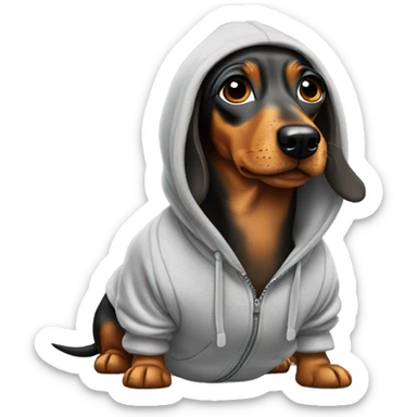 Weiner dog wearing a hoodie sticker