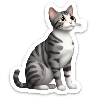dark gray tabby cat with white chest kissing cream spotted cat sticker