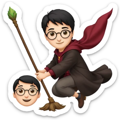 Harry potter riding on a broomstick sticker
