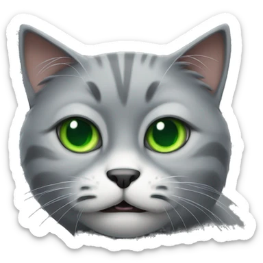 very angry gray cat with green eyes sticker