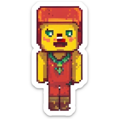 Minecraft report emoji, pixel art style, blocky, with an exclamation mark, yellow and red colors, inspired by Minecraft game sticker
