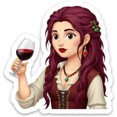Long haired Gypsy Punk drinking red wine no glass from bottle sticker