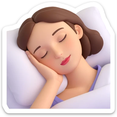 face sleeping with a gentle smile, eyes closed, peaceful expression, soft colors sticker