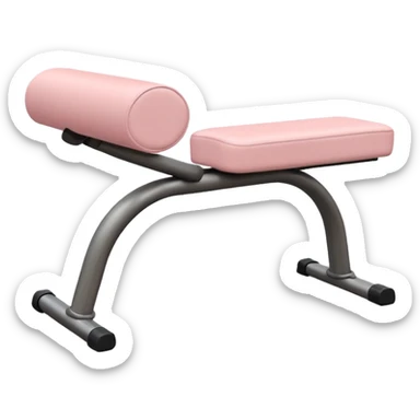 Beige gym bench with pastel pink padding, soft pastel background sticker