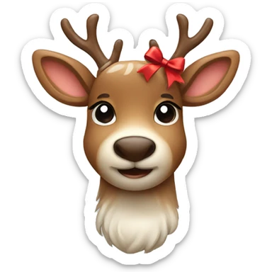 cute reindeer with a bow sticker