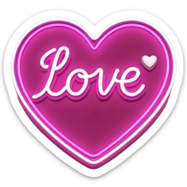 glowing pink neon sign that says "i Love u " in cursive. With a heart sticker