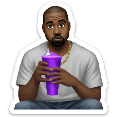 kanye west and hawk tuah girl sipping purple drink acting woozy sticker