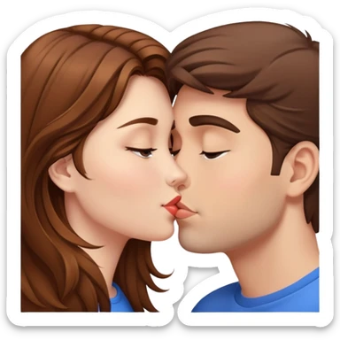 Brown hair girl Kissing guy sticker