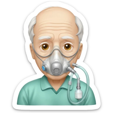 old man with simple ambulance oxygen mask  sticker
