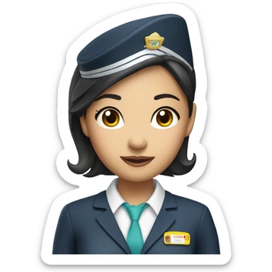 Asian girl flight attendant  sticker
