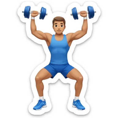 man with blue shorts doing side-lateral raise (T pose) with light dumbbells sticker
