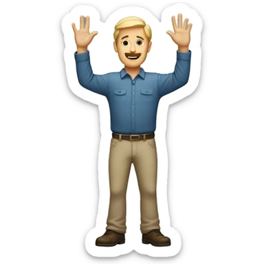 normal white man who raises his hand above his head sticker