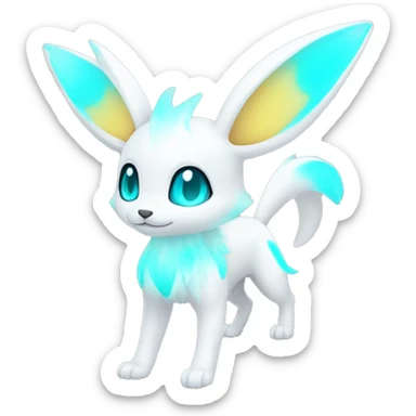 Shiny White Angelic Albino Umbreon with cyan eyes and cyan markings full body sticker