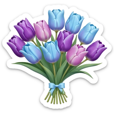 light blue and light purple tulip bouquet sticker