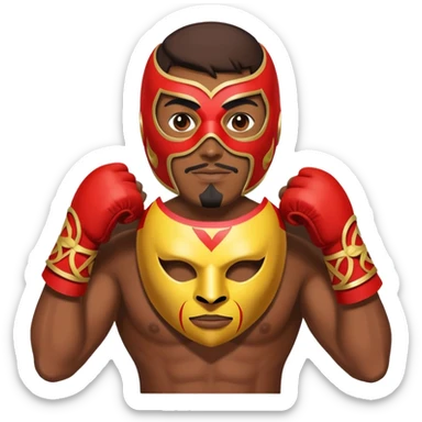 holding a Luchador mask sticker