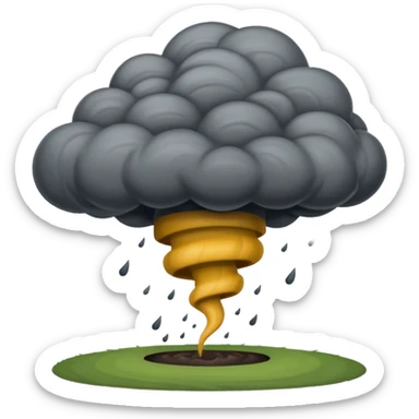 A thick dark funnel cloud sweeping across open plains. sticker