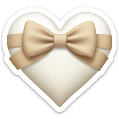 white heart with beige bow sticker