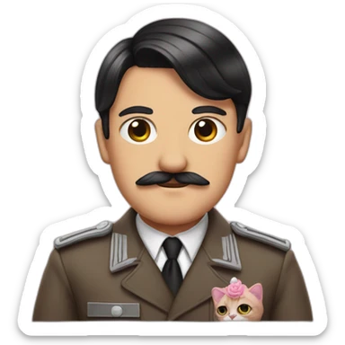 Hitler with pink flushy cat ears sticker