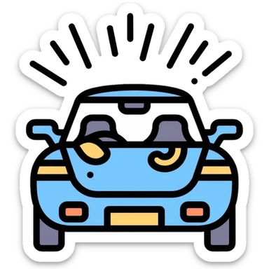 Car interior with loose parts making rattling noise sticker