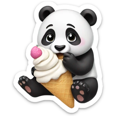 Panda eating ice cream sticker