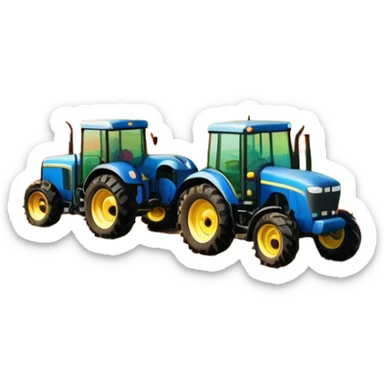 An icon showing tractors in a colorful rural landscape, inspired by Farming Simulator 22. The design features vibrant fields, barns, and crops under a bright sky, with tractors working the land. The peaceful and immersive farming environment is highlighted with a transparent background sticker