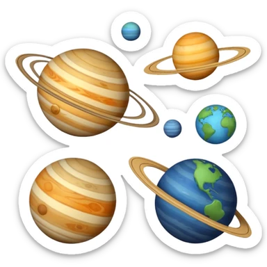 planets and stars with geometric lines and calculation marks, math diagram style sticker