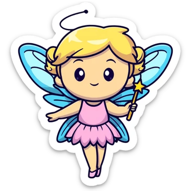 Fairy with sparkling wings and wand sticker