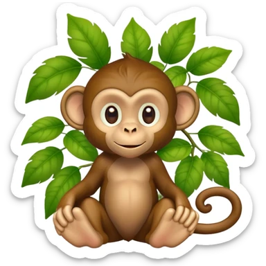 A monkey with big foot’s and long nose all covered in leaves sticker
