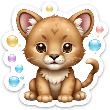 Jabon líquido espumita un zaspaso de limpieza, debe ser un puma bebé y tierno con espuma alrededor sticker