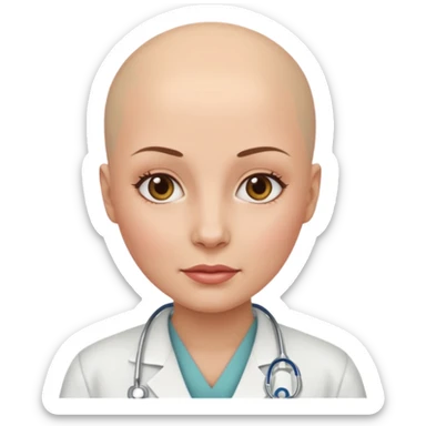 A bald woman at hospital  sticker