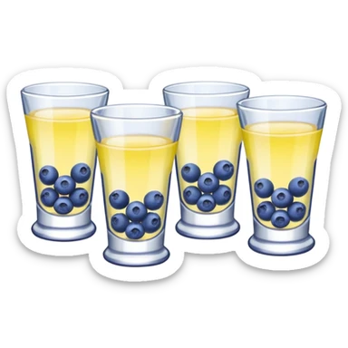 Four, shot glasses with blueberry lemon drop in them  sticker