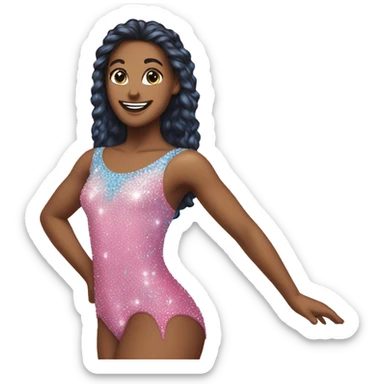 A pink and blue sparkly leotard covered in rhinestones sticker