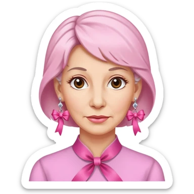 Mature Women with earrings of pink ribbons sticker