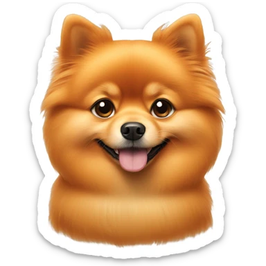 orange Pomeranian dog with two girls  sticker