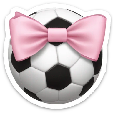 Soccer ball with a light pink bow on it sticker