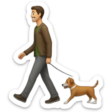 man followed by a dog sticker