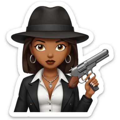 A sexy black female gangster with a gun sticker