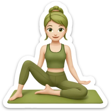 pilates girl in green olive set sticker