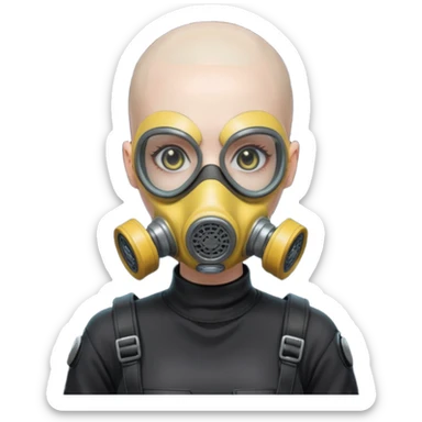 cyberpunk gasmask girl programmer buzzcut bald sticker