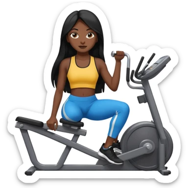Long black hair desi girl with gym equipment sticker