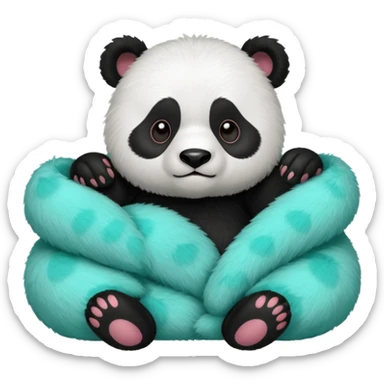 make a cute DARK GREEN PANDA with some furry cyan pjs laying down sticker