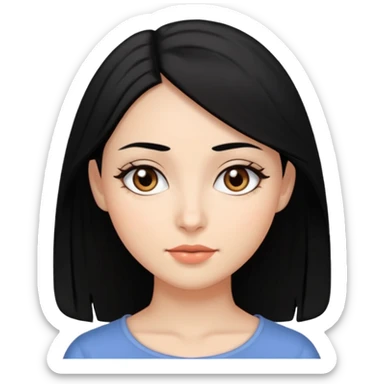 Woman with black hair, almond shape brown eyes sticker