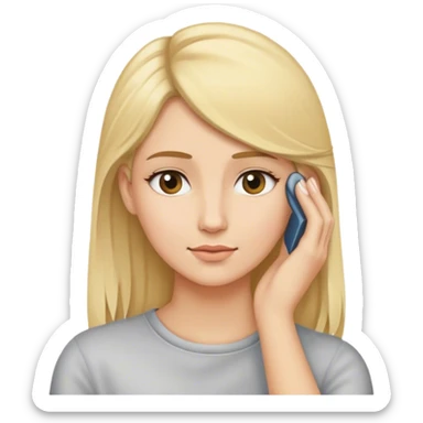 blond haired women tucking hair behind ear sticker