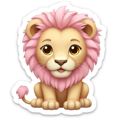 Pastel Pink Chibi Kawaii Cartoon Lion sticker